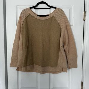 Free People Tan and Cream Pullover Sweater